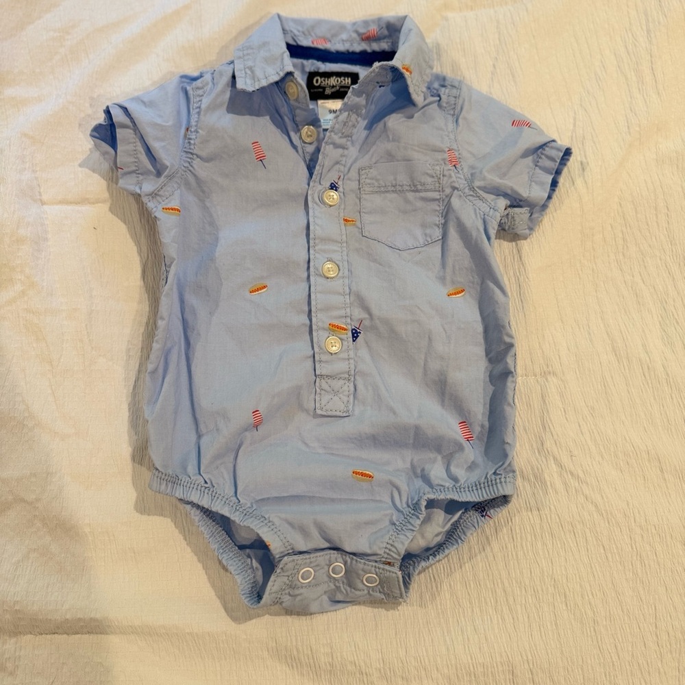 OshKosh B'gosh Light Blue Baby Shirt‎ romper